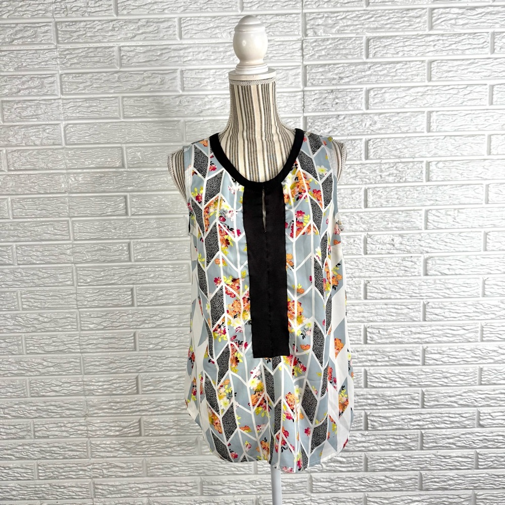 CAbi Floral & Geometric Chevron Sleeveless Tank Top Size Small